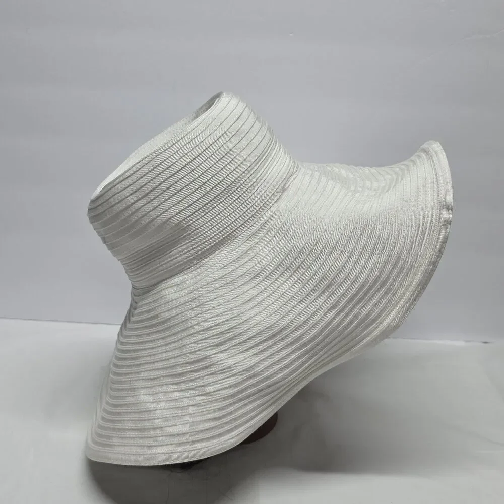 Eric Javits New York Floppy Hat Sun Wide Brim Packable Womens White Woven Travel - Picture 3 of 9